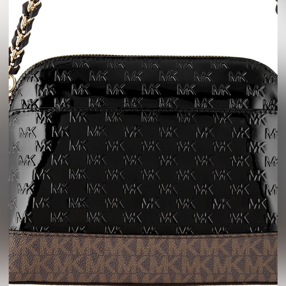 MICHAEL KORS Jet Set Dome Crossbody Leather Bag Black AUTHENTIC NWT-Minor Damage - Picture 11 of 16